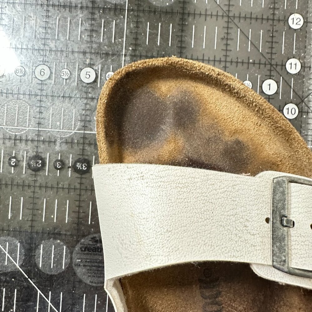 Birkenstock Arizona Women Size 8 White Leather Slide Buckle Comfort Sandal - Picture 11 of 11